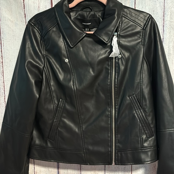 NWT Vero Moda Bella Annabel Coated Biker Jacket - Picture 6 of 14